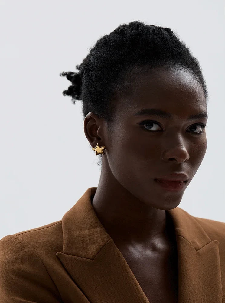 Boucles d’oreilles oversize étoile en acier inoxydable