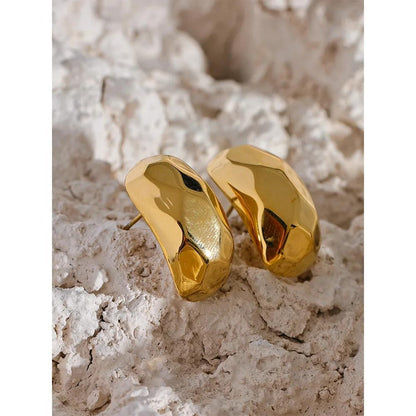 Boucles d’oreilles pendantes facettées dorées en acier inoxydable