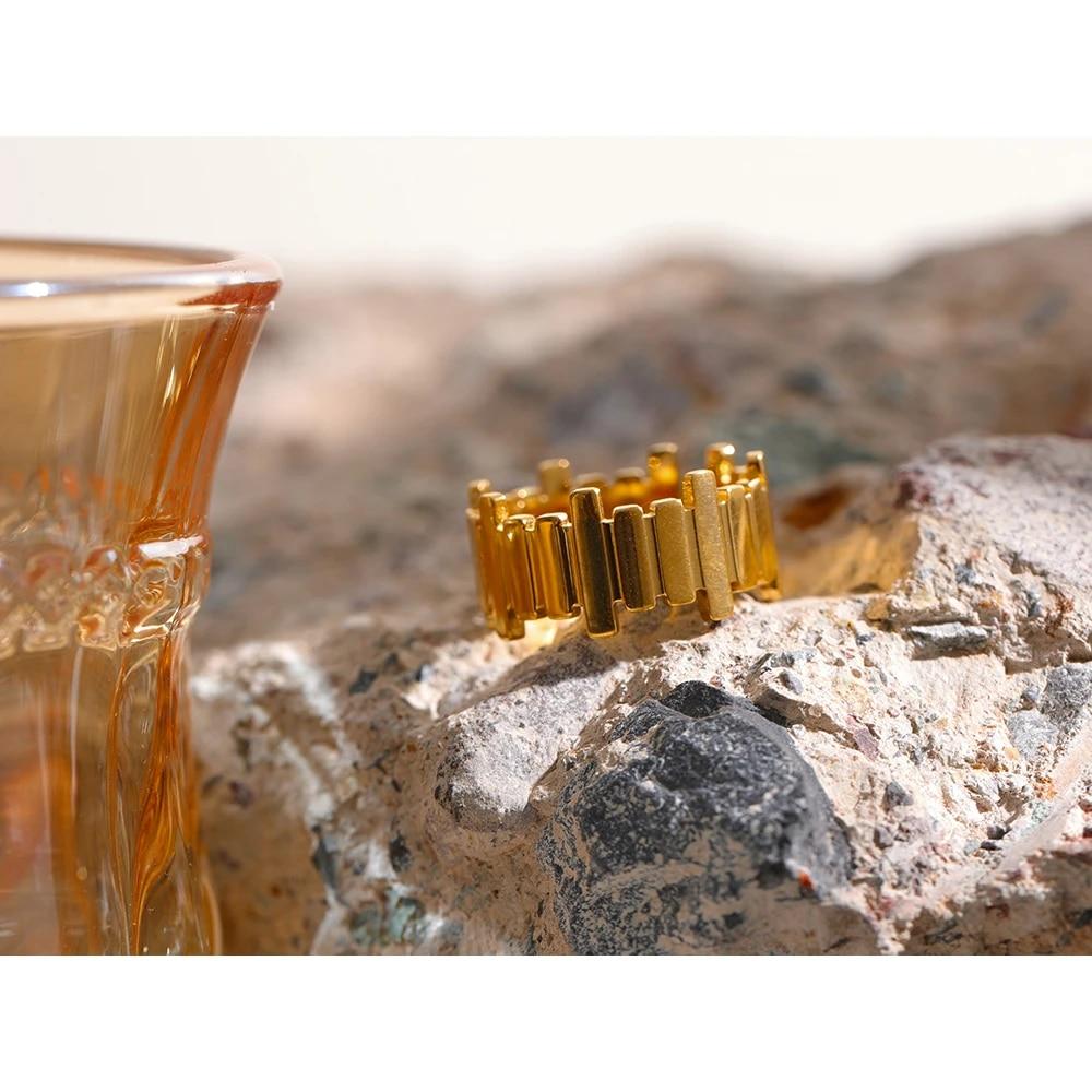 Bague Synergie en acier inoxydable doré