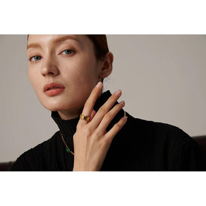 Bague Synergie en acier inoxydable doré