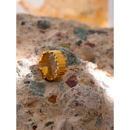 Bague Synergie en acier inoxydable doré