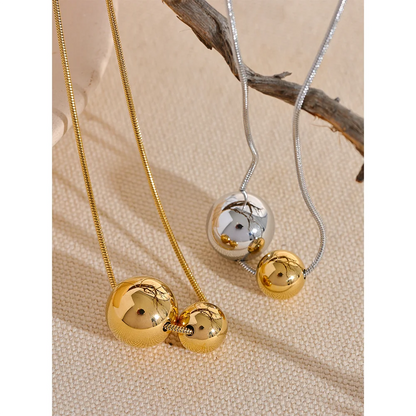 Collier Sphères en acier inoxydable doré