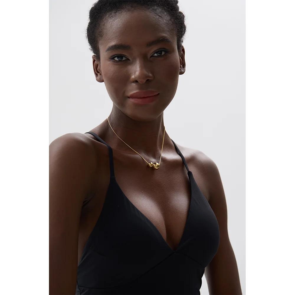 Collier Sphères en acier inoxydable doré