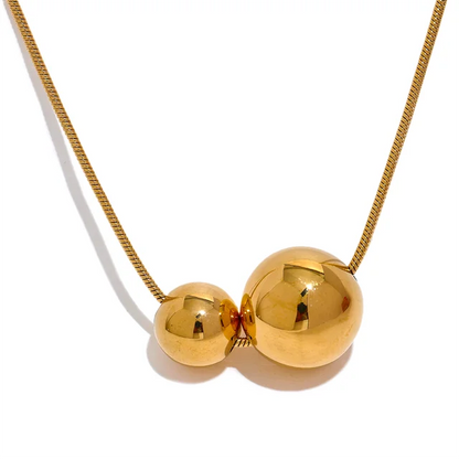 Collier Sphères en acier inoxydable doré