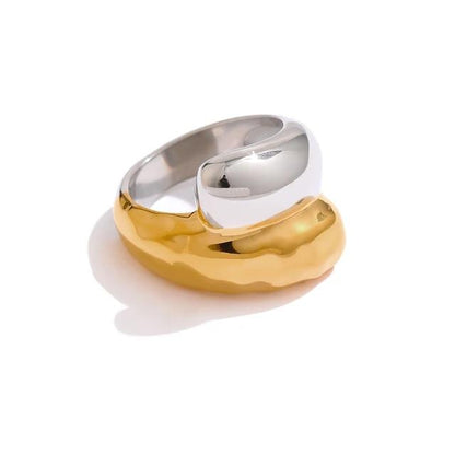 Bague Duos plaquée or en acier inoxydable