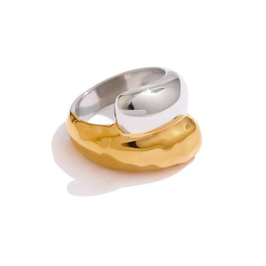 Bague Duos plaquée or en acier inoxydable