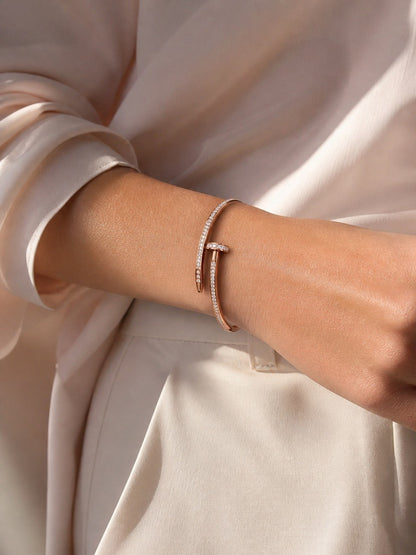 Bracelet clou or avec zircons en acier inoxydable