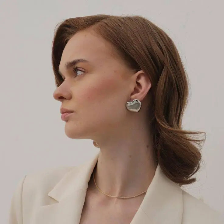 Boucles d’oreilles Cœur imposant en acier inoxydable
