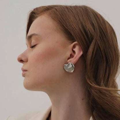 Boucles d’oreilles Cœur imposant en acier inoxydable