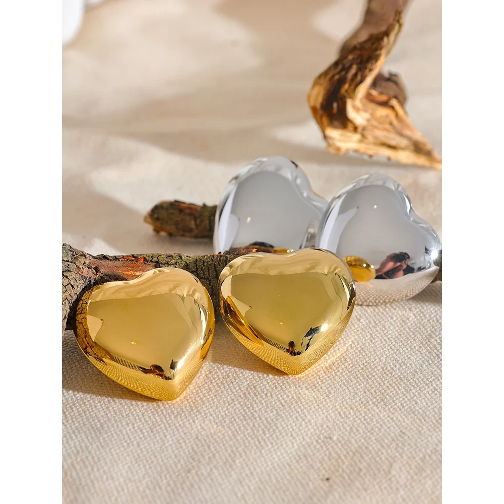 Boucles d’oreilles Cœur oversize en acier inoxydable
