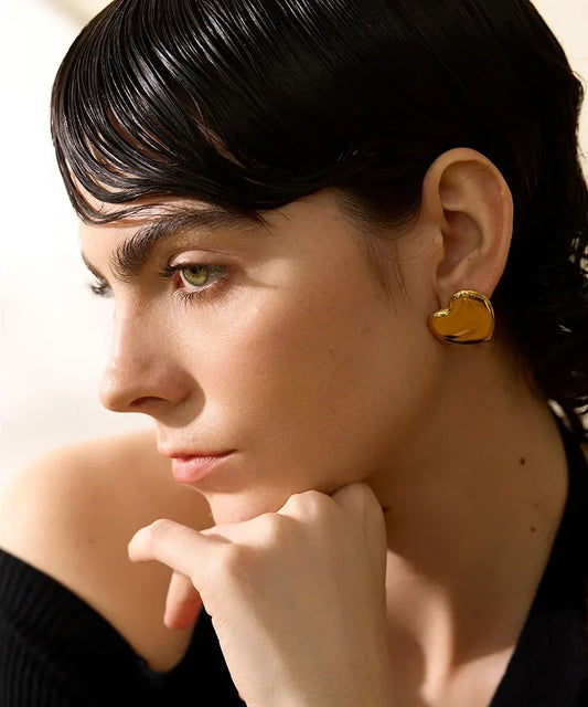 Boucles d’oreilles oversize cœur en acier inoxydable