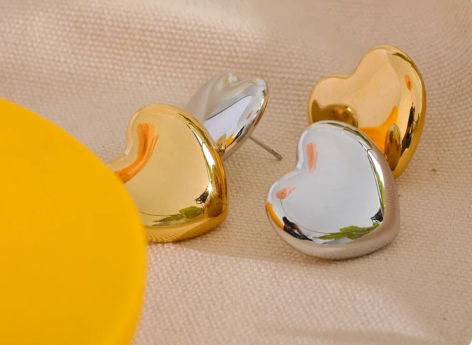 Boucles d’oreilles Cœur oversize en acier inoxydable