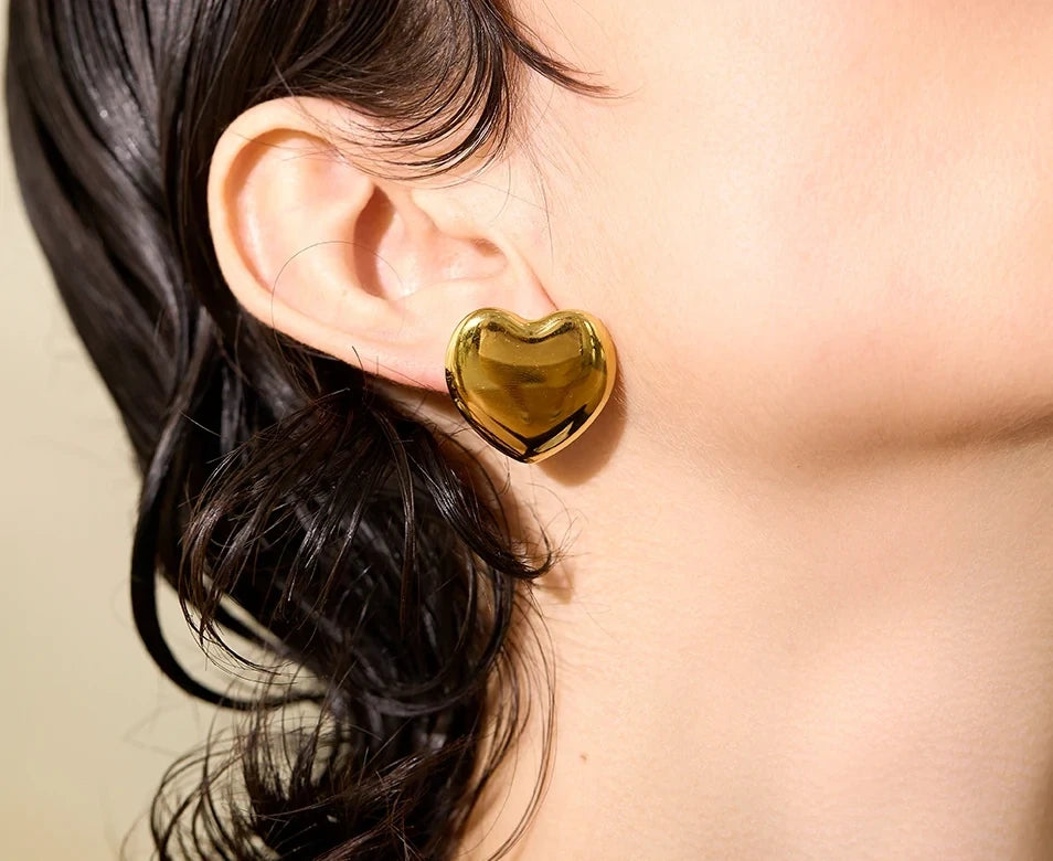 Boucles d’oreilles Cœur oversize en acier inoxydable