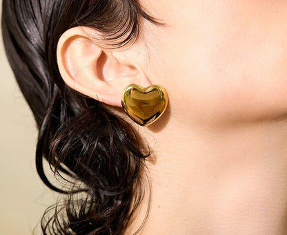 Boucles d’oreilles Cœur oversize en acier inoxydable