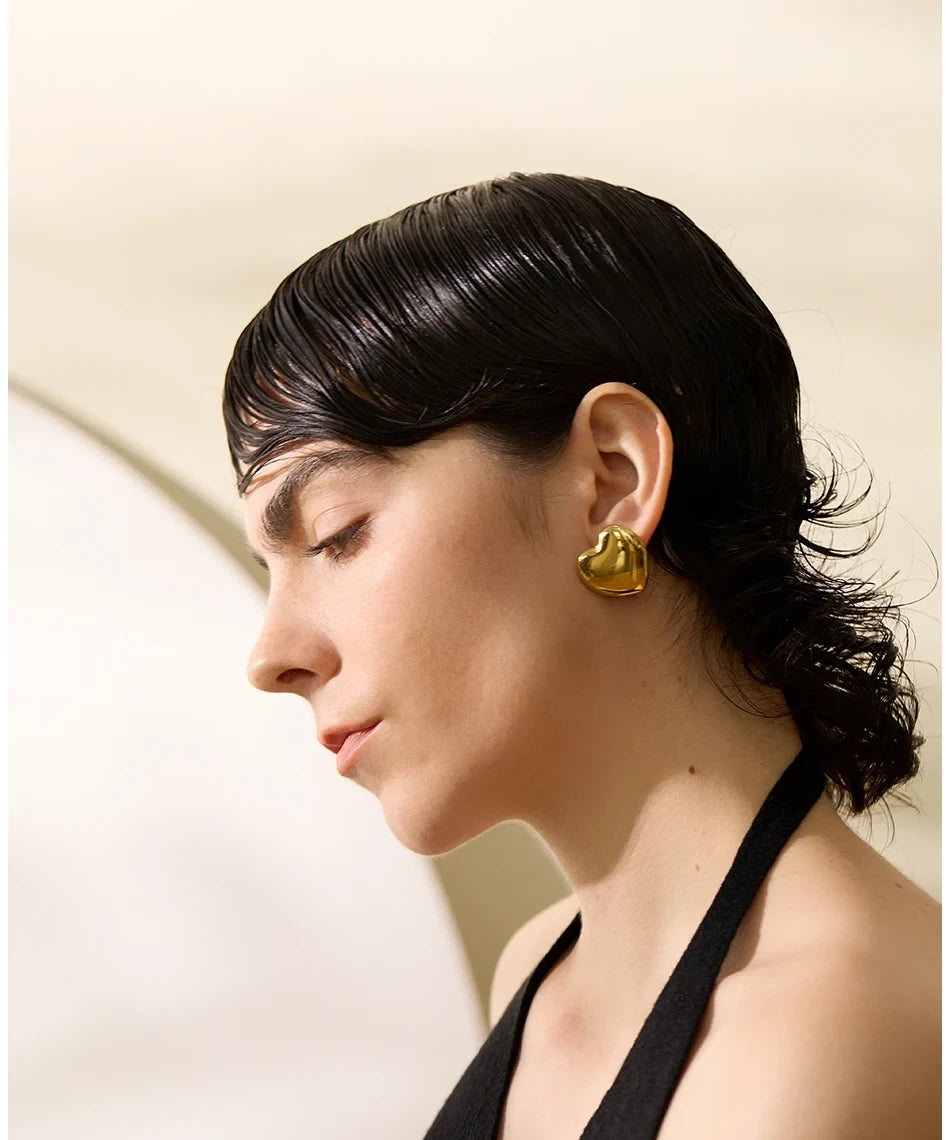 Boucles d’oreilles Cœur oversize en acier inoxydable