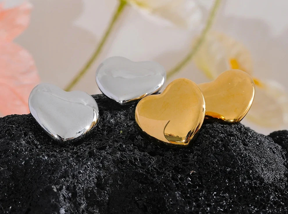 Boucles d’oreilles Cœur oversize en acier inoxydable