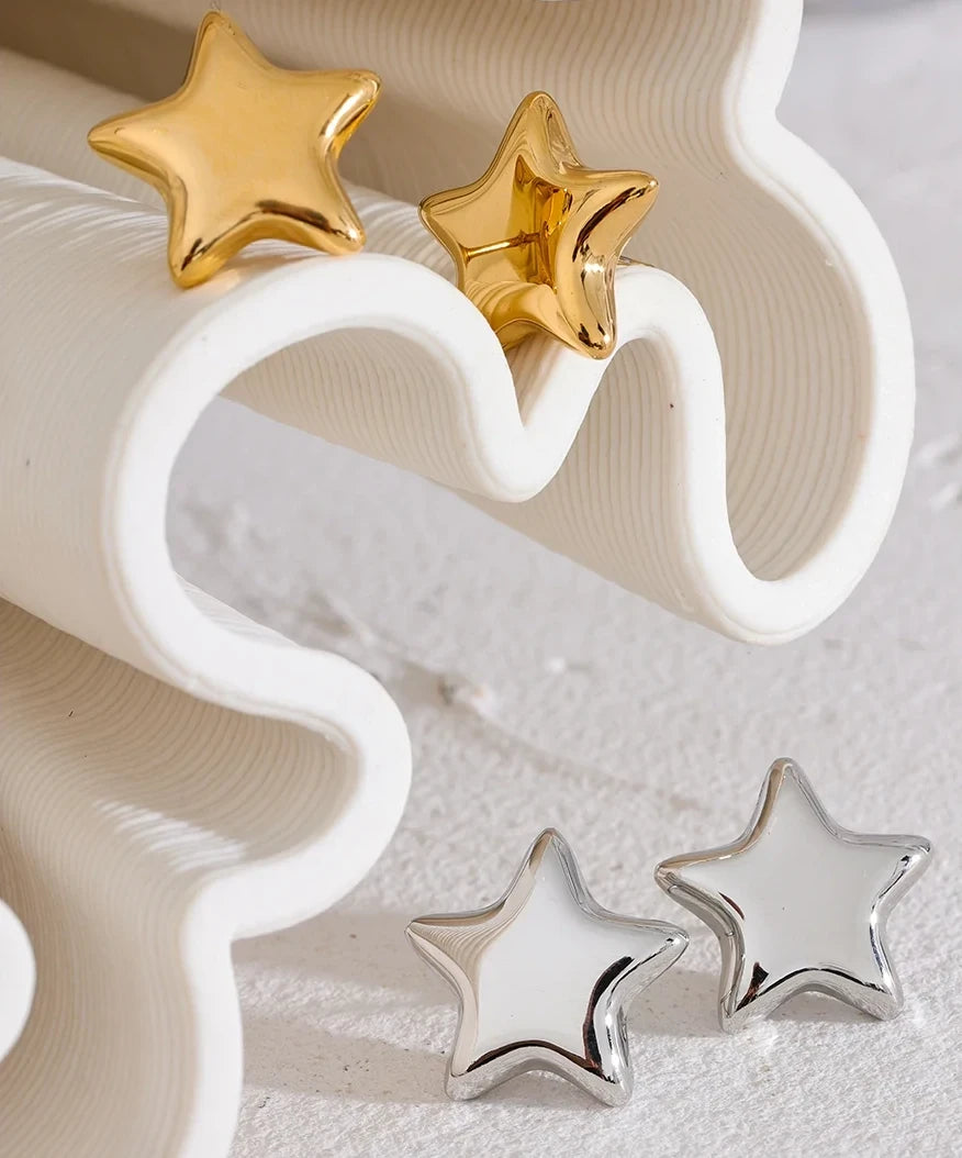 Boucles d’oreilles oversize étoile en acier inoxydable