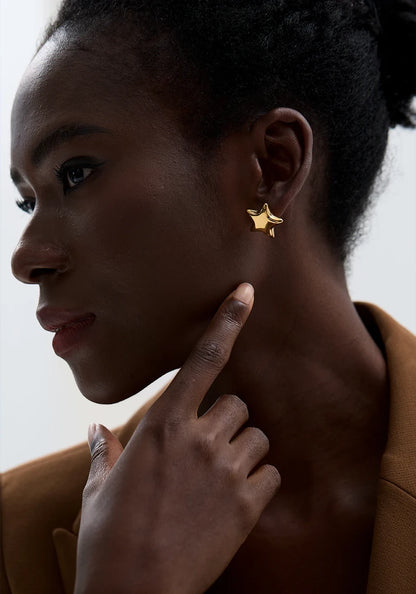 Boucles d’oreilles oversize étoile en acier inoxydable