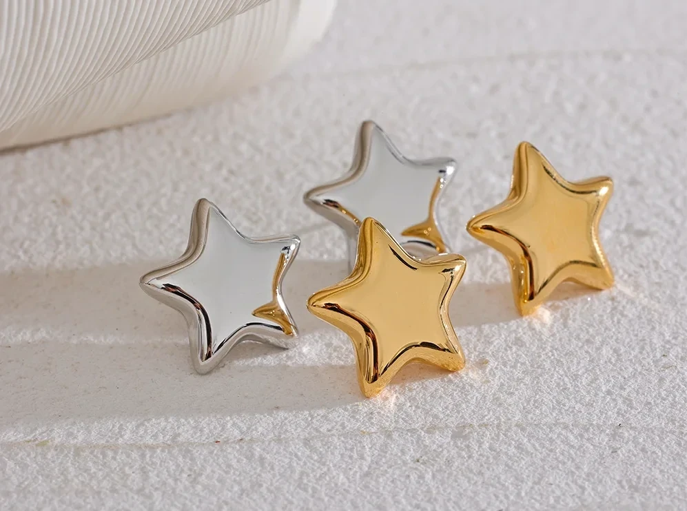 Boucles d’oreilles oversize étoile en acier inoxydable