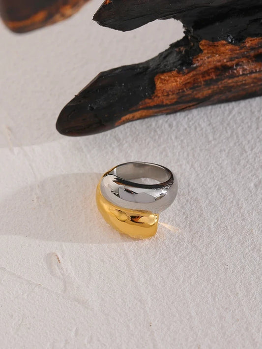 Bague Duos plaquée or en acier inoxydable