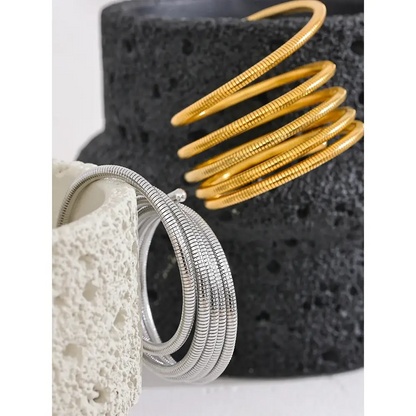 Bracelet manchette Spirale en acier inoxydable doré