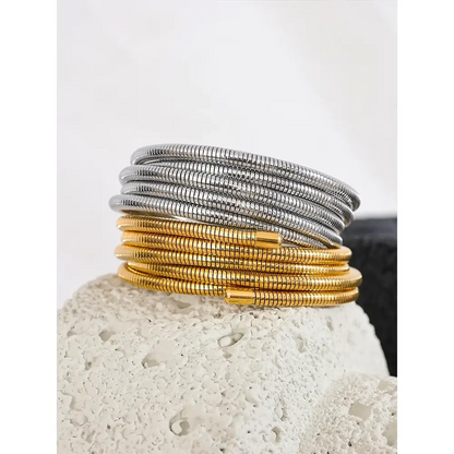 Bracelet manchette Spirale en acier inoxydable doré