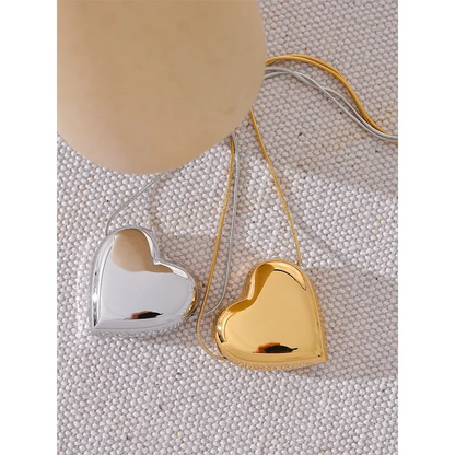 Collier Massive Heart en acier inoxydable doré