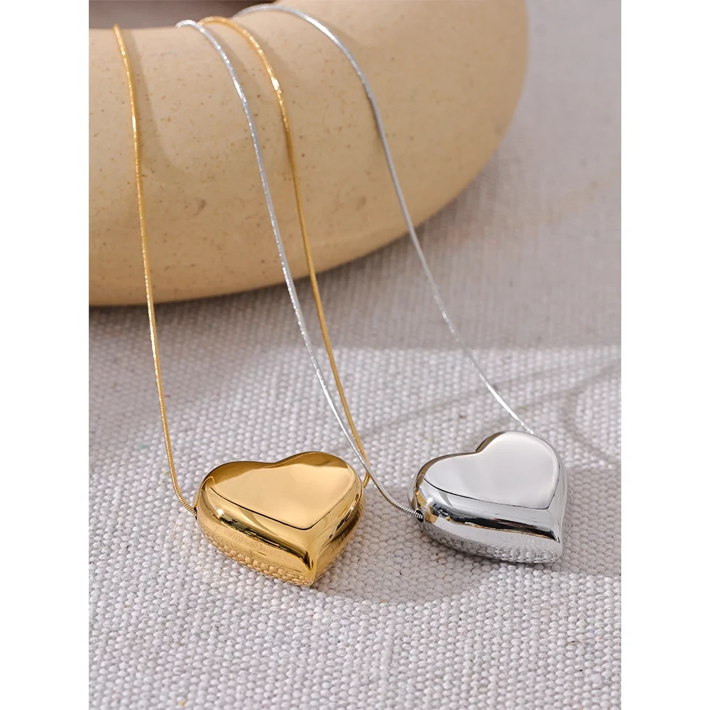 Collier Massive Heart en acier inoxydable doré