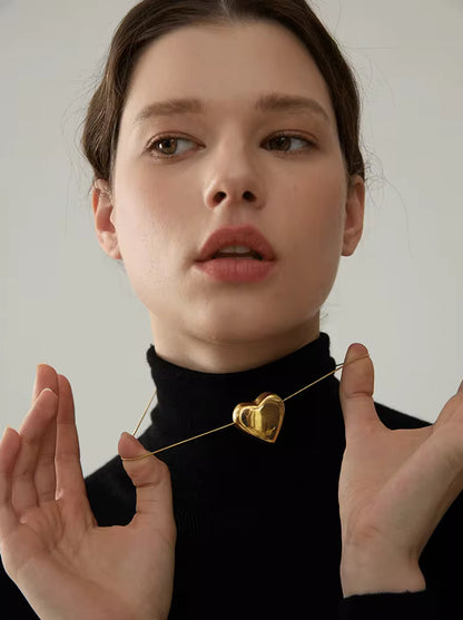 Collier Massive Heart en acier inoxydable doré