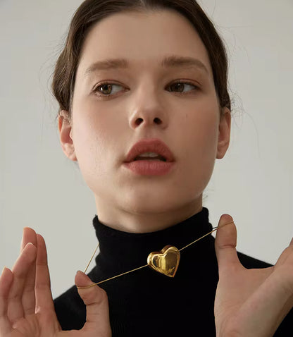 Collier Massive Heart en acier inoxydable doré