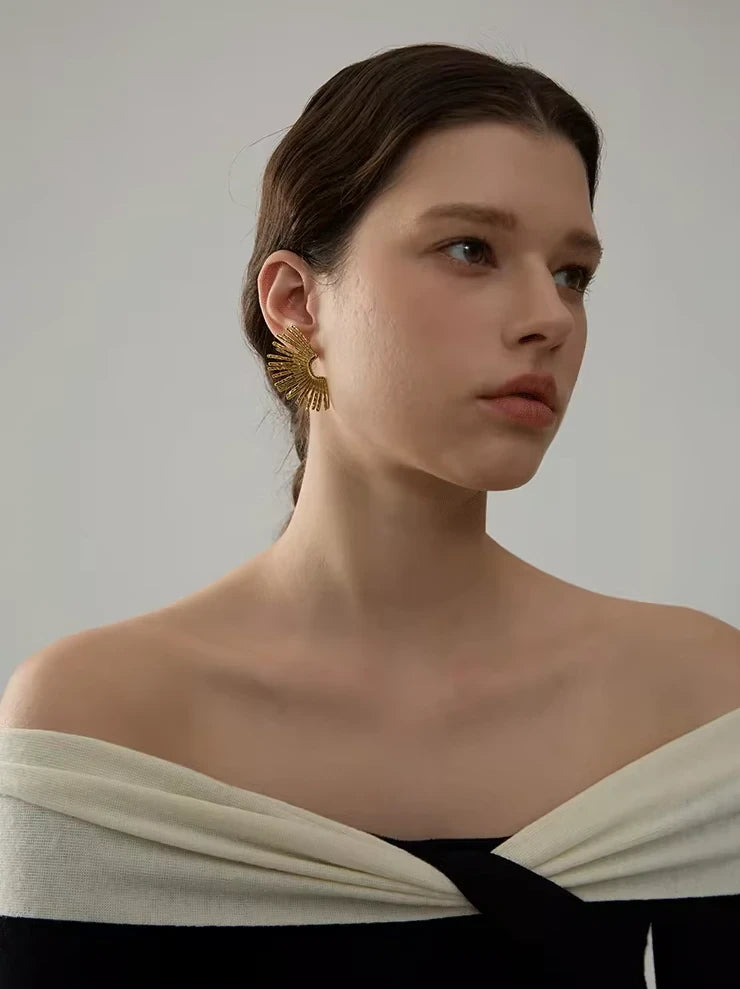 Boucles d’oreilles pendantes rayons en acier inoxydable