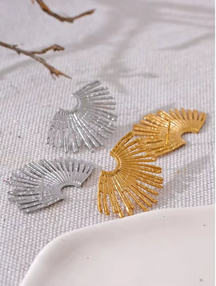 Boucles d’oreilles pendantes rayons en acier inoxydable