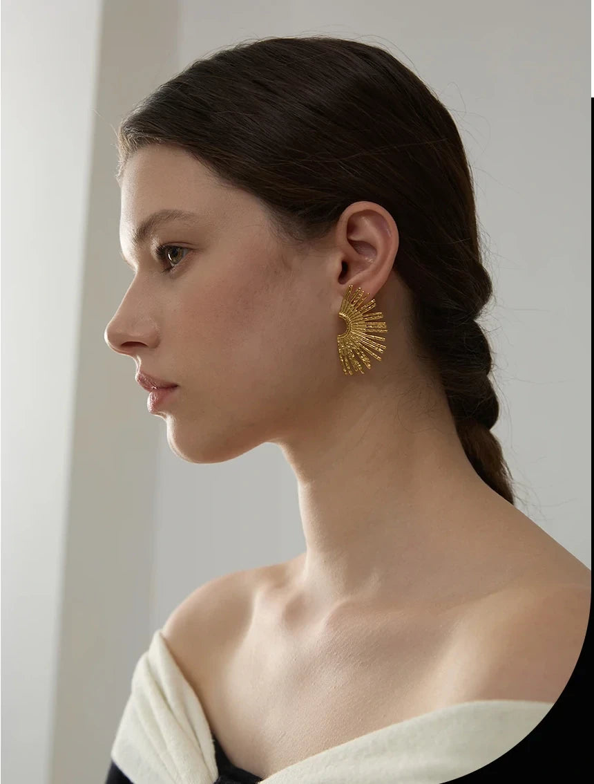 Boucles d’oreilles pendantes rayons en acier inoxydable
