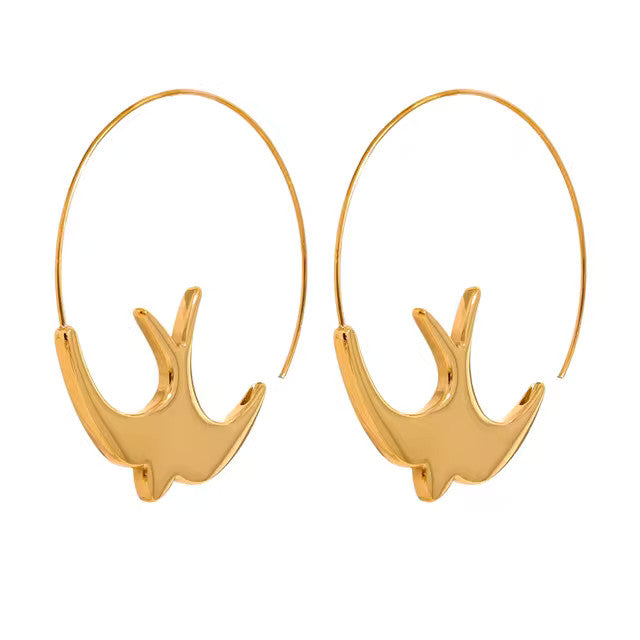Boucles d’oreilles créoles Hirondelles en acier inoxydable