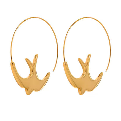 Boucles d’oreilles créoles Hirondelles en acier inoxydable