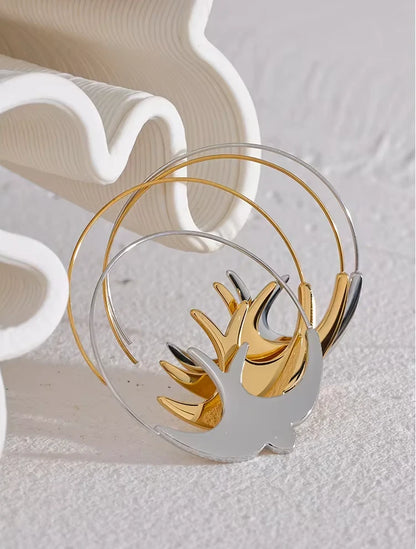 Boucles d’oreilles créoles Hirondelles en acier inoxydable