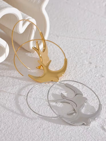 Boucles d’oreilles créoles Hirondelles en acier inoxydable