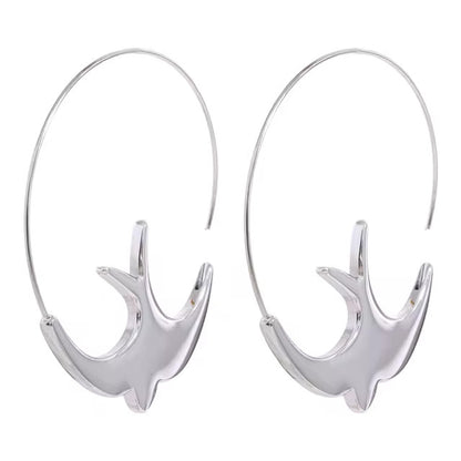 Boucles d’oreilles créoles Hirondelles en acier inoxydable