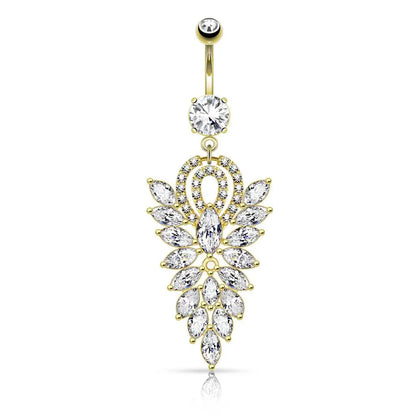Piercing nombril Impériale en acier inoxydable doré et zircons