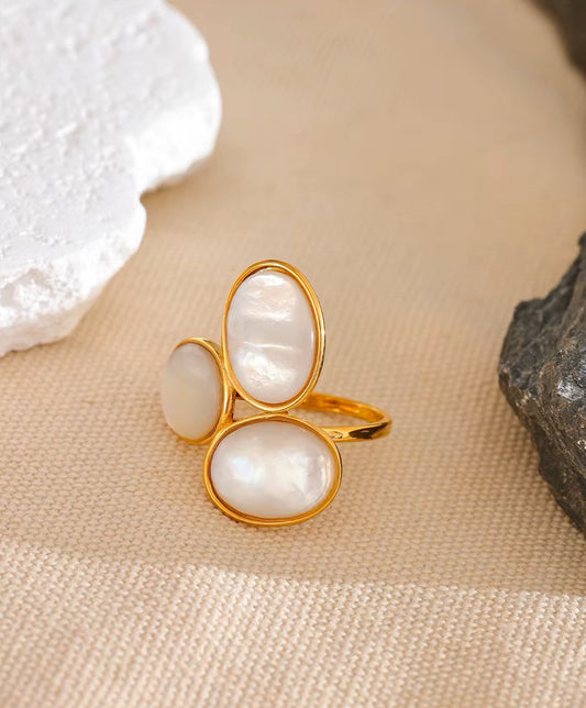 Bague Mystère nacrée dorée