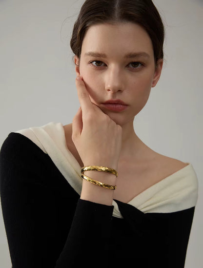 Bracelet Jonc Facettes doré