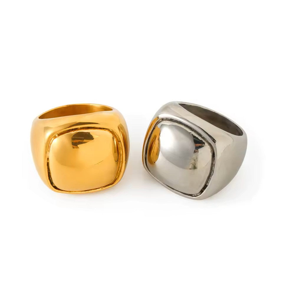 Bague Miroir oversized en acier inoxydable