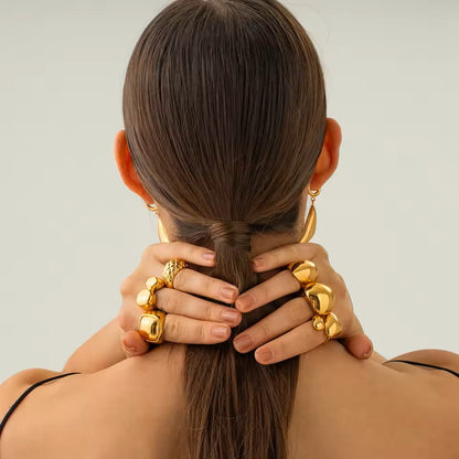 Bague Miroir oversized en acier inoxydable