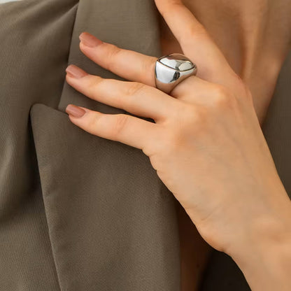 Bague Miroir oversized en acier inoxydable