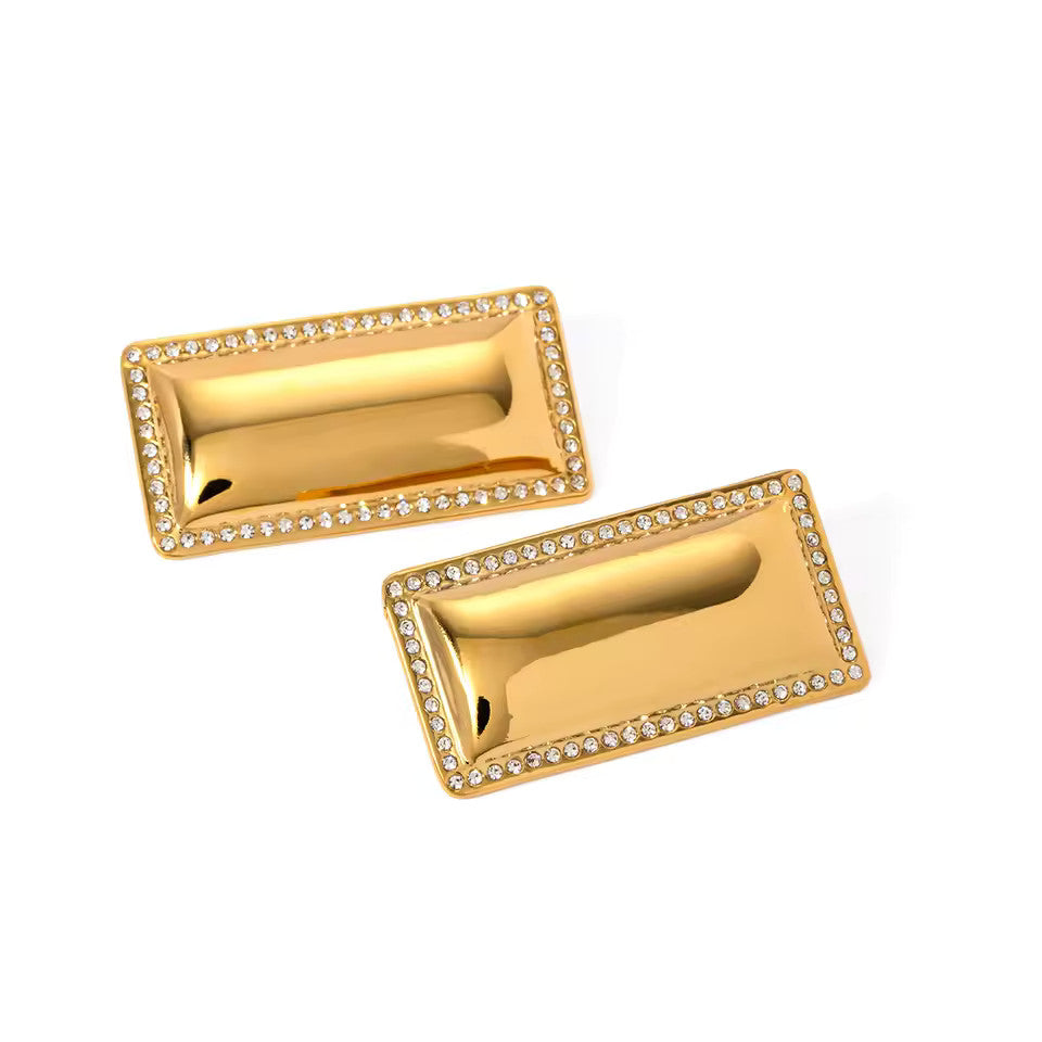 Boucles d’oreilles dorées effet magnétique en acier inoxydable