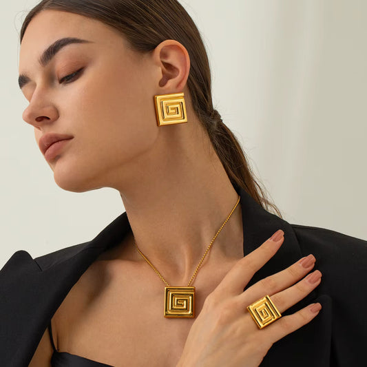 Boucles d’oreilles ornées Olympia en acier inoxydable