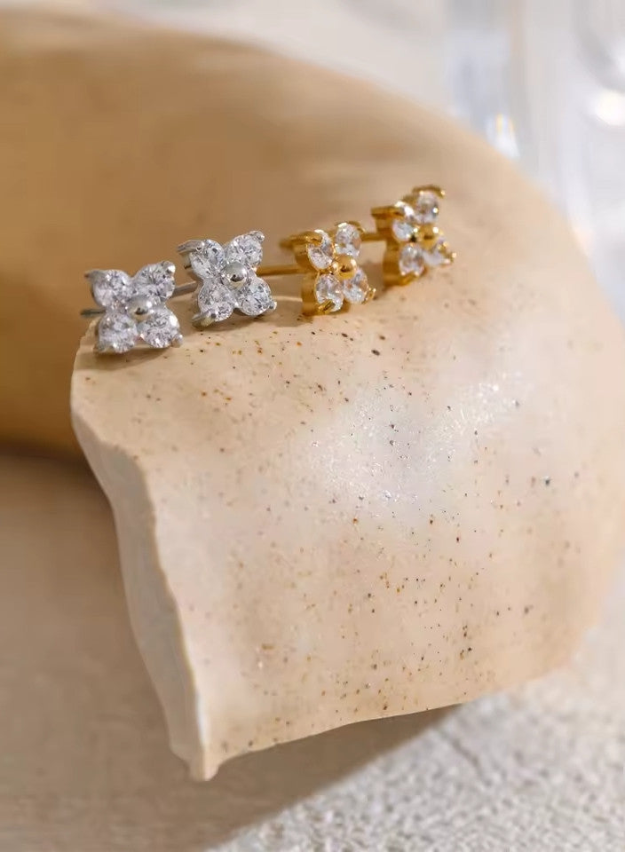 Boucles d’oreilles puces rosée du matin en acier inoxydable