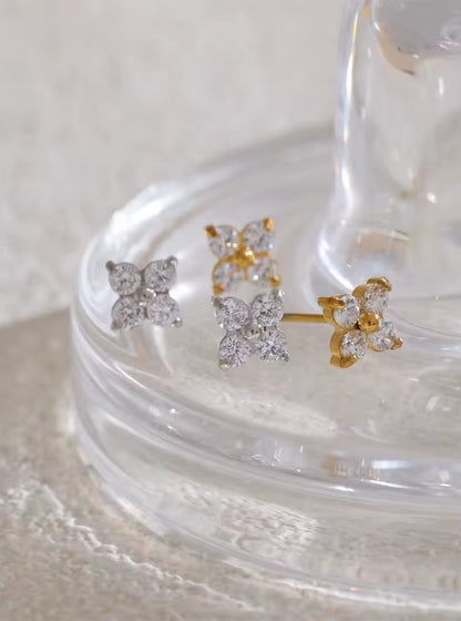 Boucles d’oreilles puces rosée du matin en acier inoxydable