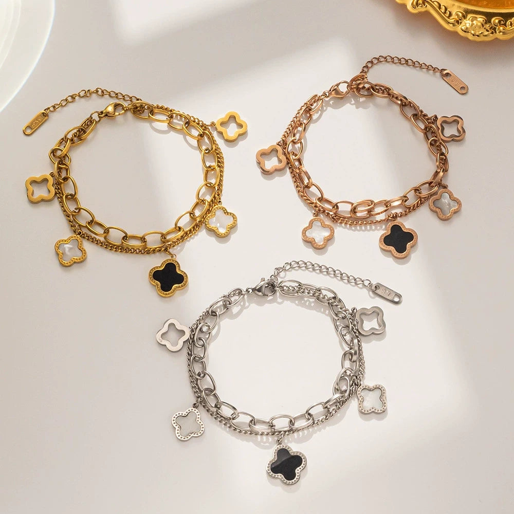 Bracelet double Trèfle pour femme