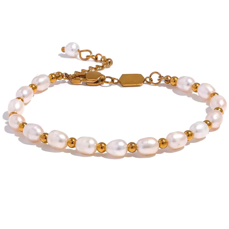 Bracelet avec perles en acier inoxydable
